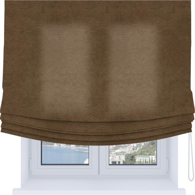 Римская штора Soft с мягкими складками, ткань софт однотонный бронзовый