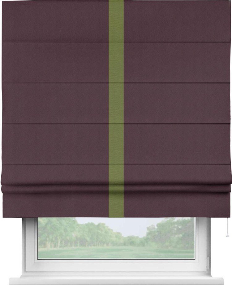Римская штора «Кортин» с кантом Хайвэй, для проема, ткань блэкаут однотонный цвет сиреневый