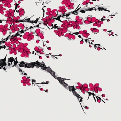 Блэкаут с принтом «Цветущая сакура»